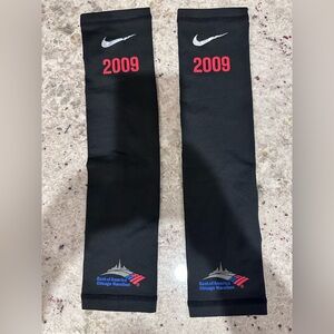 Nike Black Marathon Arm Sleeves with Red Accents